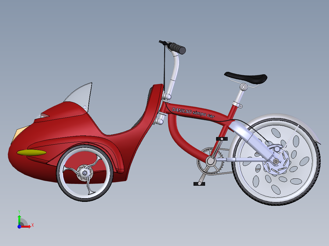 74---前载式自行车SW2013三维图纸模型设计图纸前视图