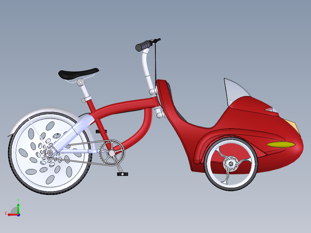 74---前载式自行车SW2013三维图纸模型设计图纸后视图