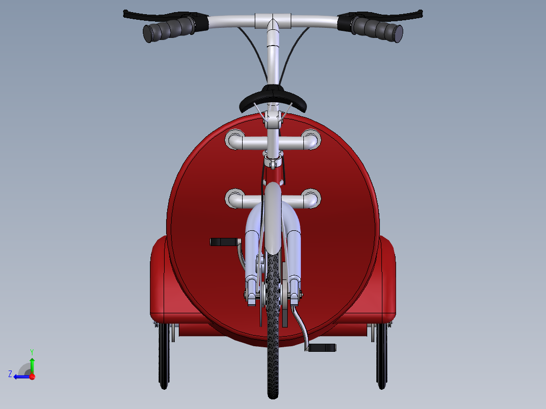 74---前载式自行车SW2013三维图纸模型设计图纸右视图