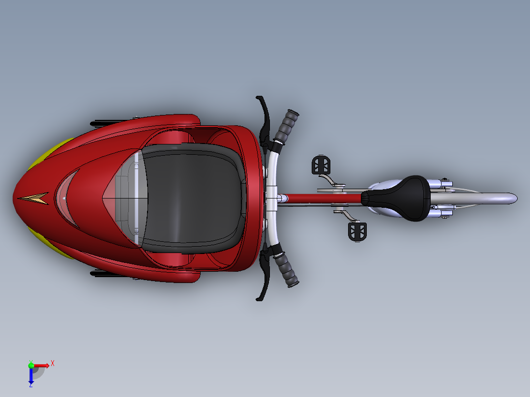 74---前载式自行车SW2013三维图纸模型设计图纸俯视图