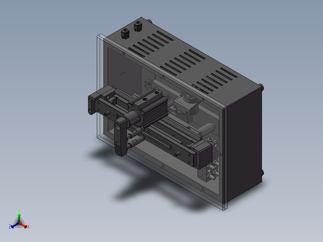 SolidWorks气动顶出机设计图纸正等轴测图