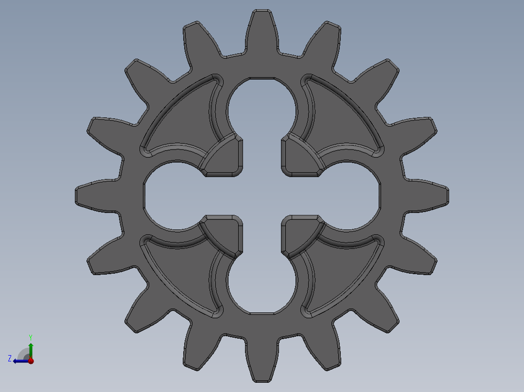 4019 - 4562487 - 4211563 Medium Stone Grey Technic Gear 16 Tooth.SLDPRT右视图