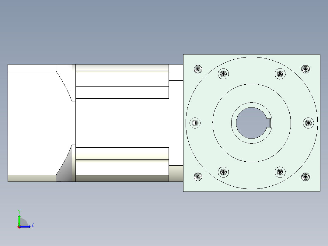 换向器32PW140双孔 PLX120-L2 24-95-115-M8-8B.stp左视图