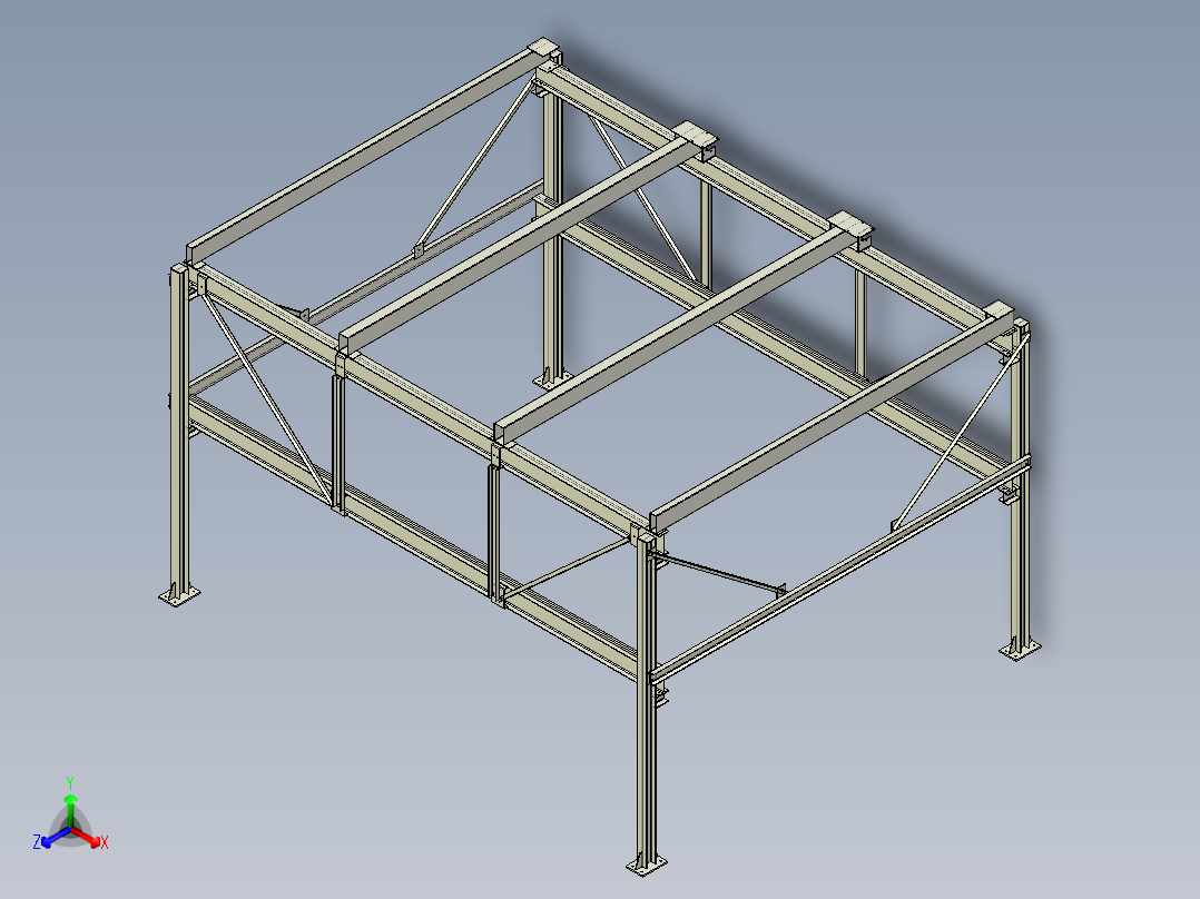 三层链条式升降横移立体车库正等轴测图