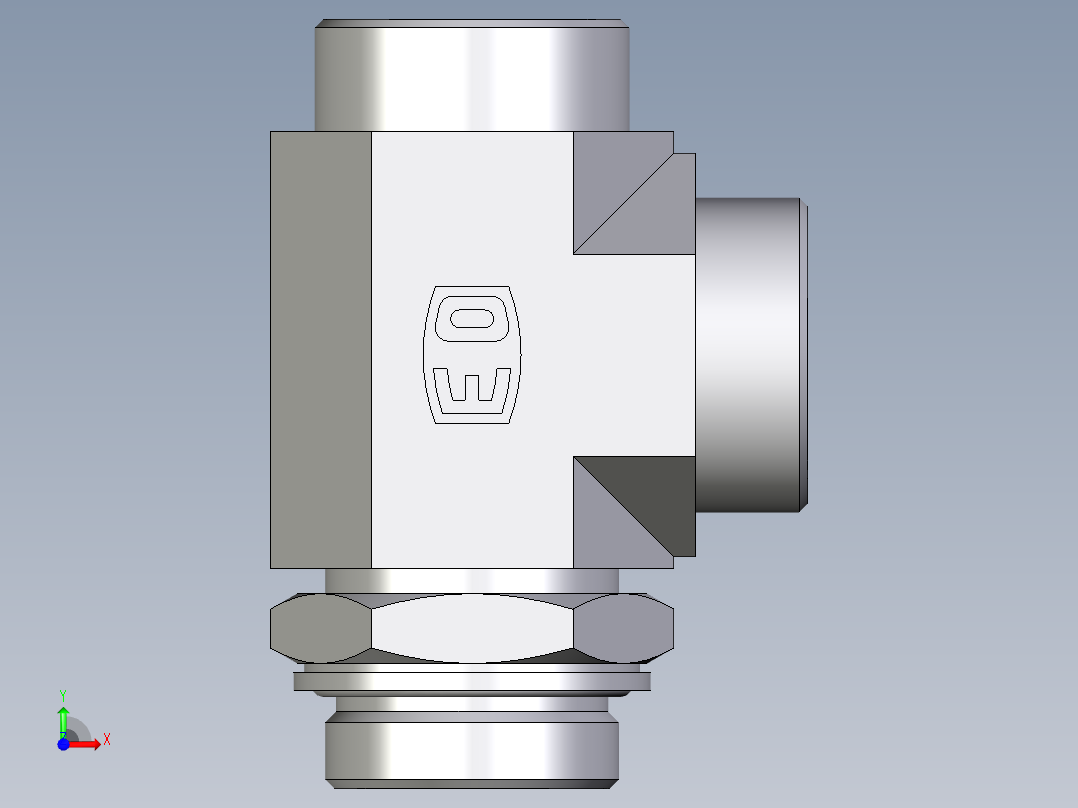 卡套式工业通用硬管接头EO_Adjustable_locknut_run_tee_LEE35LMOMDCF前视图