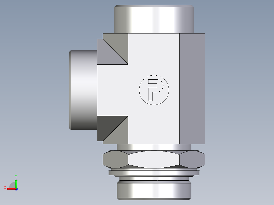 卡套式工业通用硬管接头EO_Adjustable_locknut_run_tee_LEE35LMOMDCF后视图