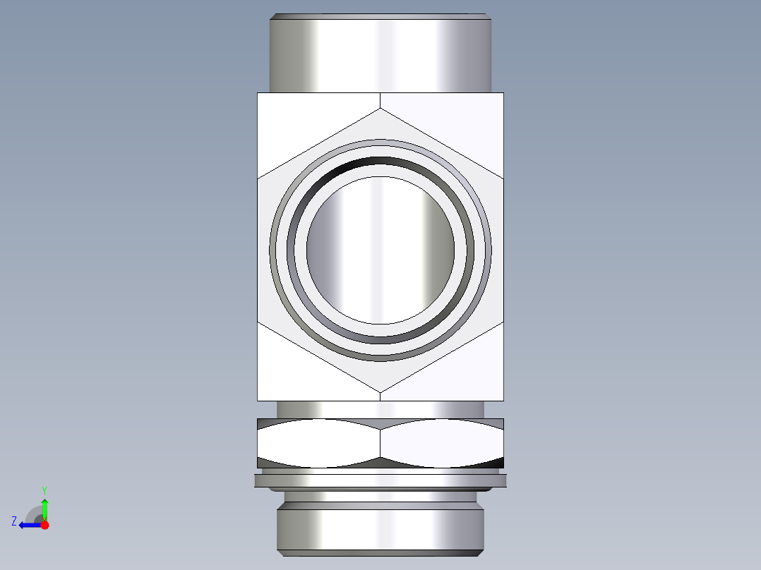 卡套式工业通用硬管接头EO_Adjustable_locknut_run_tee_LEE35LMOMDCF右视图