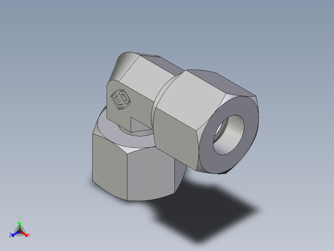 卡套式工业通用硬管接头EO_Standpipe_elbow_EVW14SCF正等轴测图