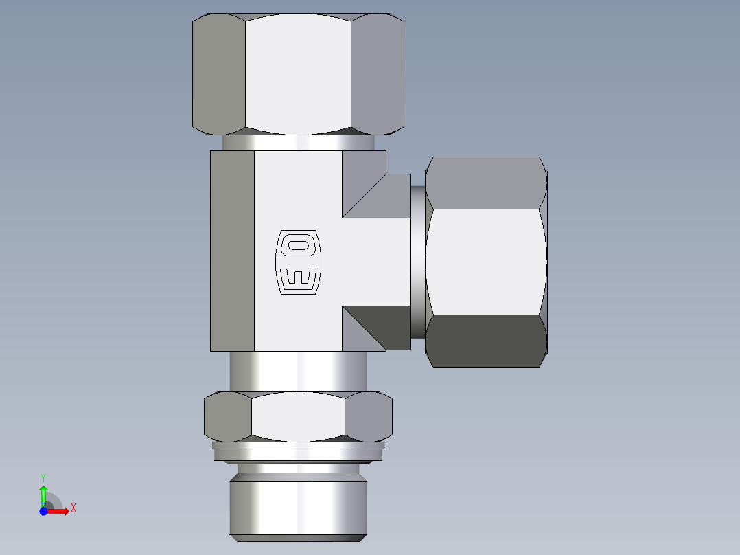 卡套式工业通用硬管接头EO_Adjustable_locknut_run_tee_LEE20ZSMCF前视图