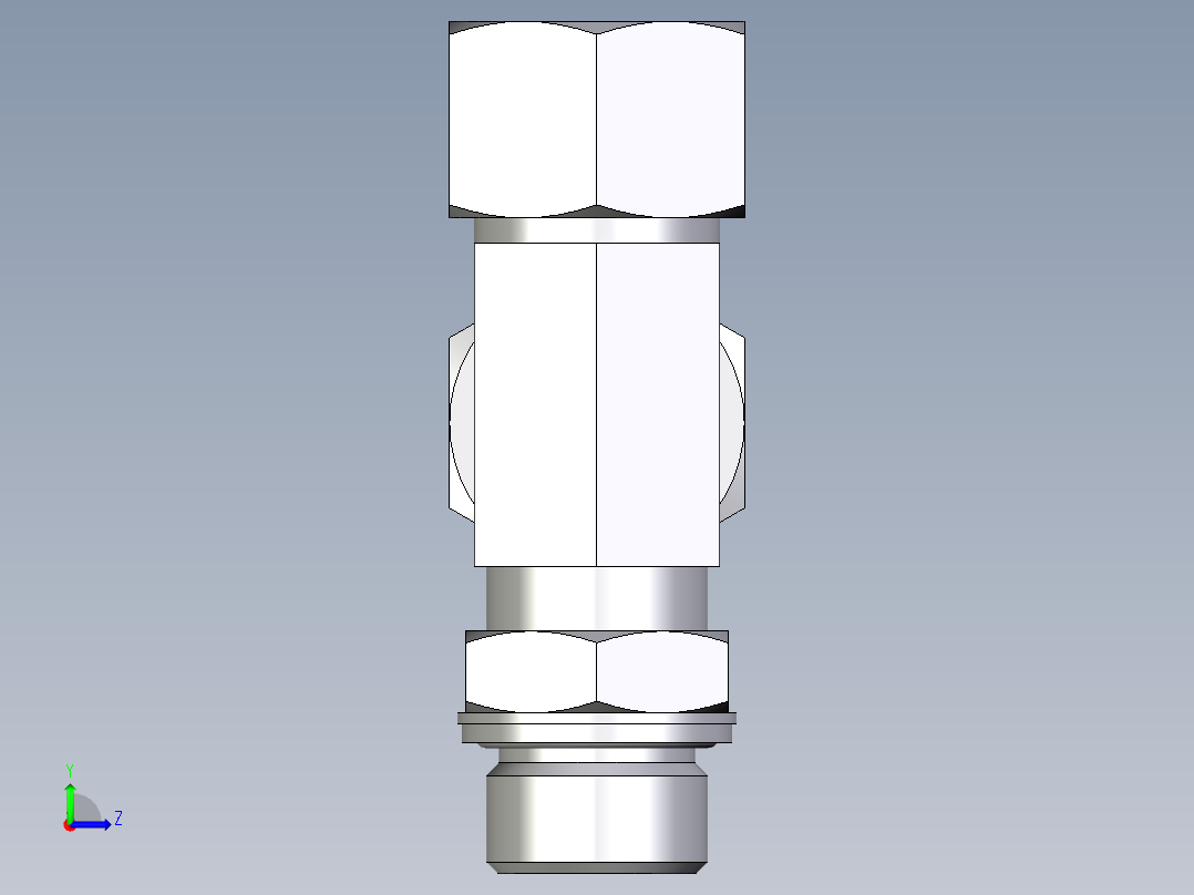 卡套式工业通用硬管接头EO_Adjustable_locknut_run_tee_LEE20ZSMCF左视图