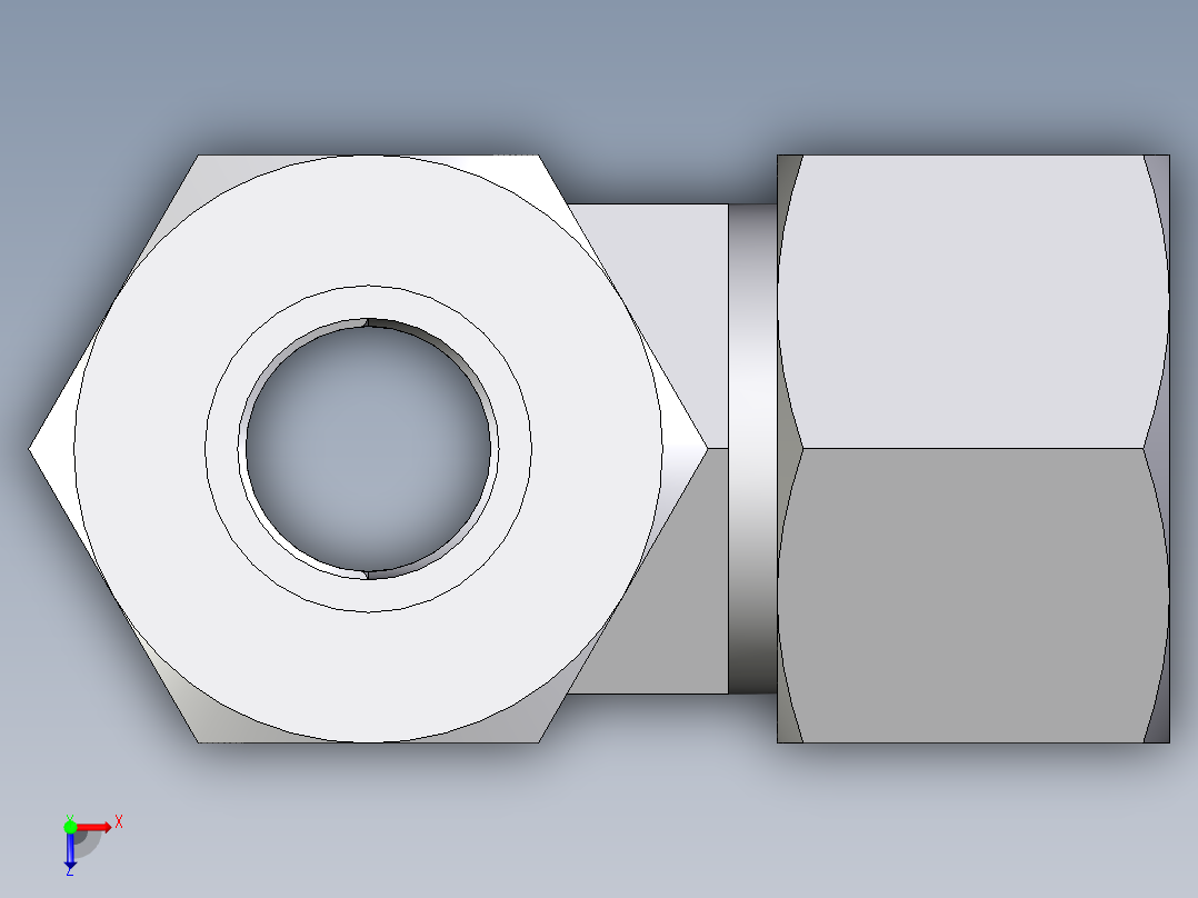 卡套式工业通用硬管接头EO_Adjustable_locknut_run_tee_LEE20ZSMCF俯视图