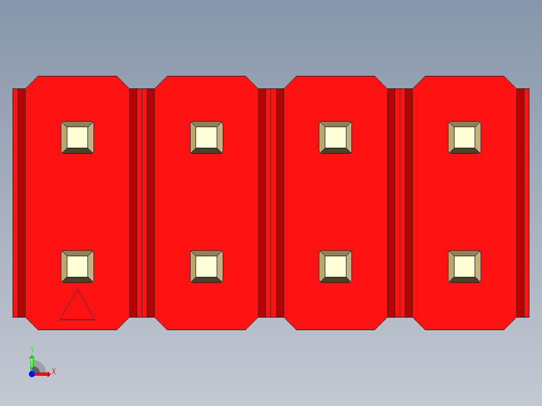彩色公头100mil（2.54mm）系列-DS1021_red_2x04p_100mil_Type43_rev1.0前视图