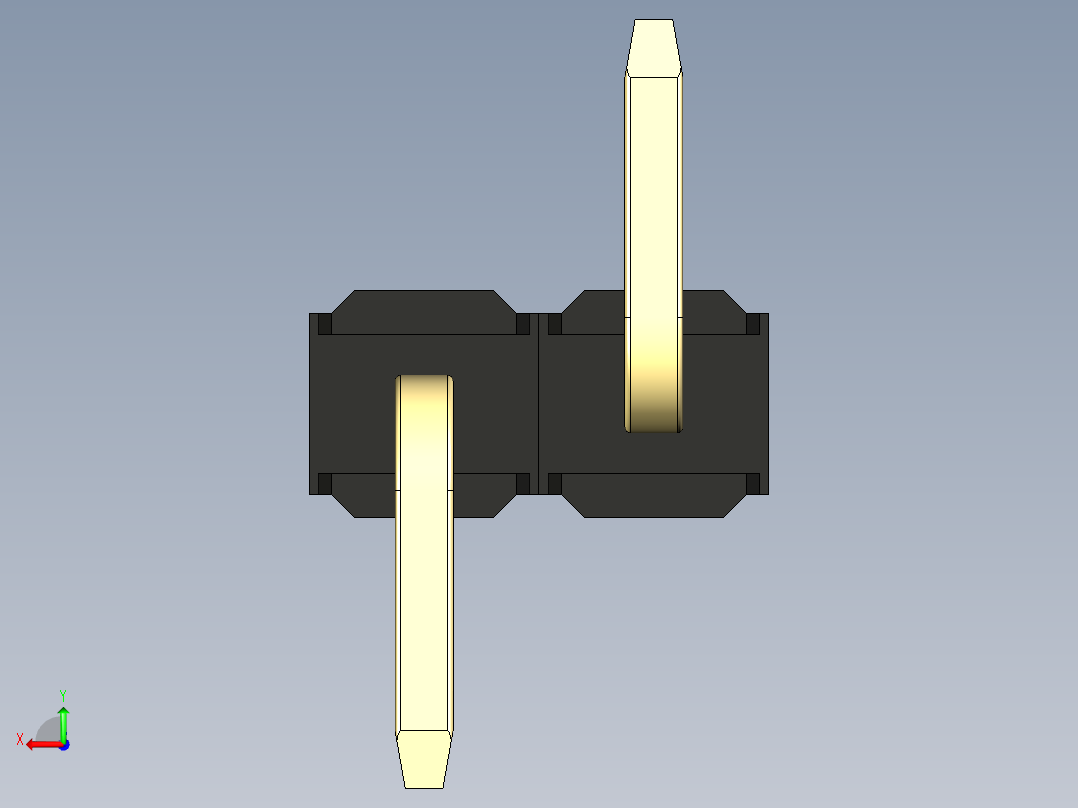 彩色公排针 100mil 2.54mm 系列-DS1022_black_02p_100mil_Type_SMT_R1_rev1.0后视图