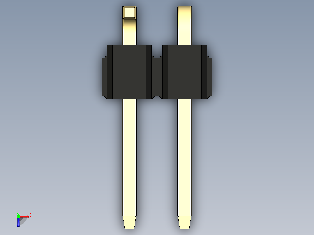 彩色公排针 100mil 2.54mm 系列-DS1022_black_02p_100mil_Type_SMT_R1_rev1.0俯视图