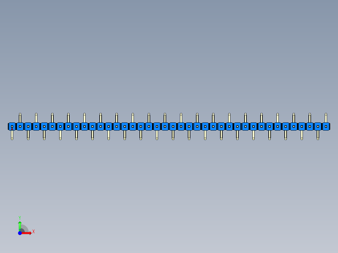 彩色公排针 100mil 2.54mm 系列-DS1022_blue_40p_100mil_Type_SMT_R2_rev1.0前视图