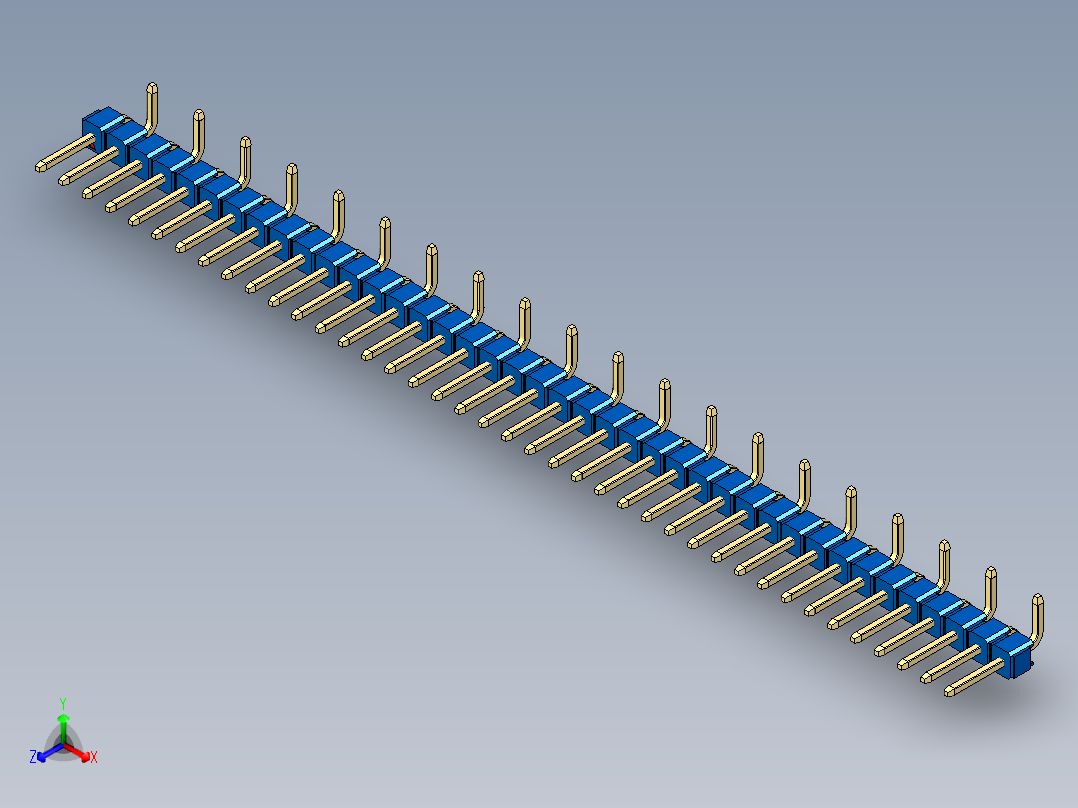 彩色公排针 100mil 2.54mm 系列-DS1022_blue_40p_100mil_Type_SMT_R2_rev1.0正等轴测图