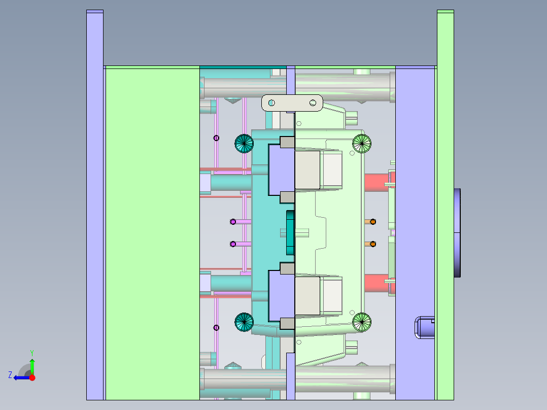 汽车前雾灯壳体全套模具图右视图