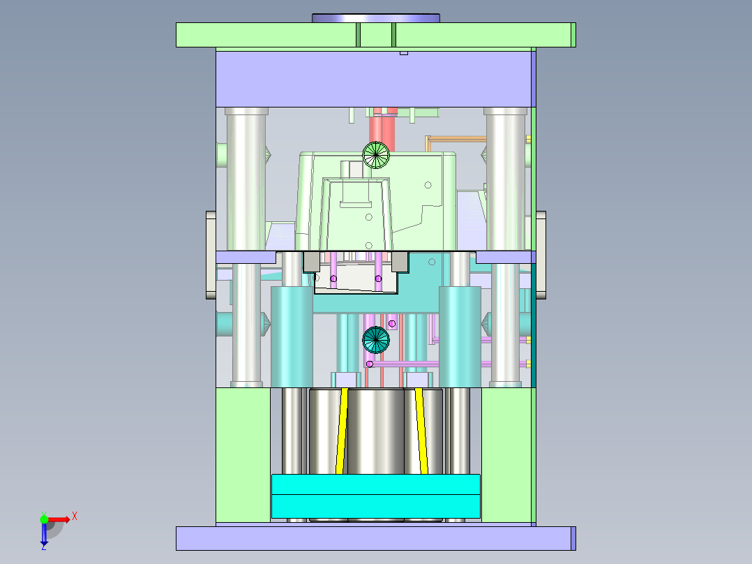 汽车前雾灯壳体全套模具图俯视图