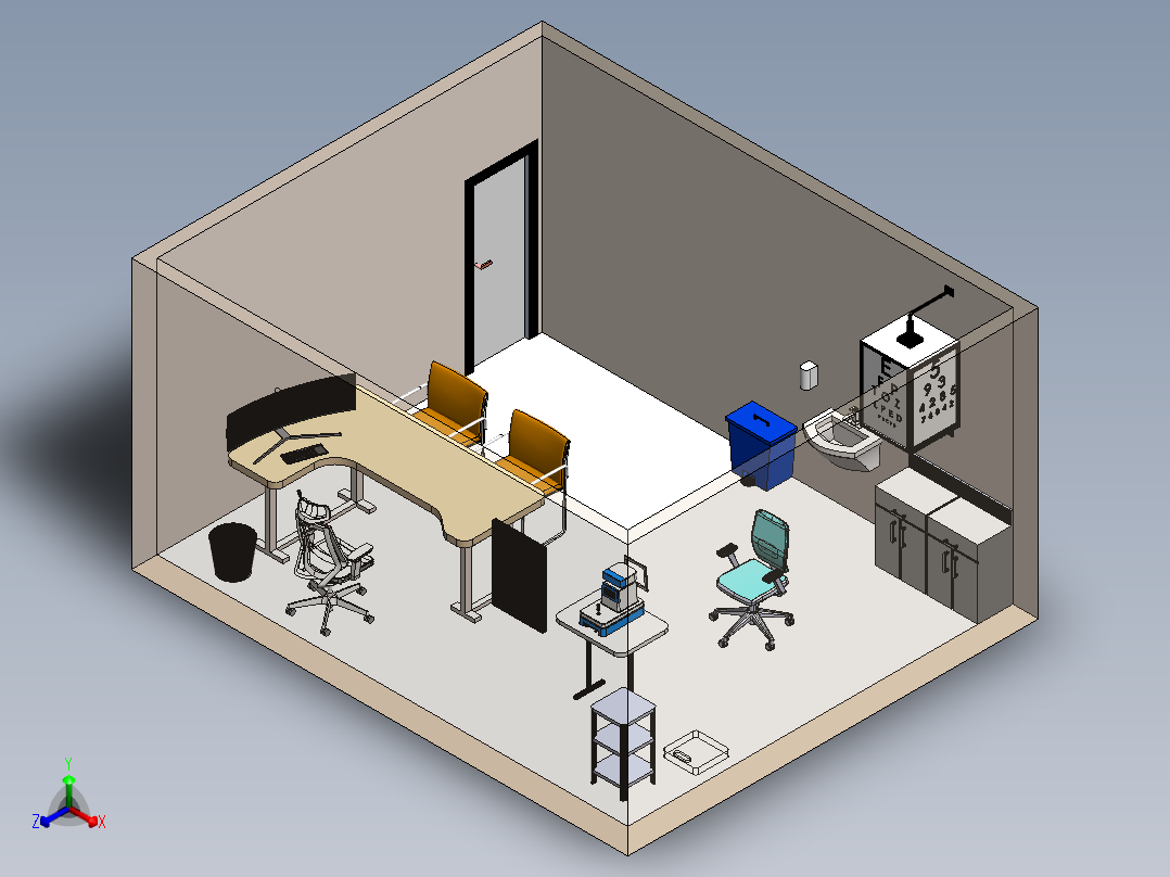 验光师办公室正等轴测图