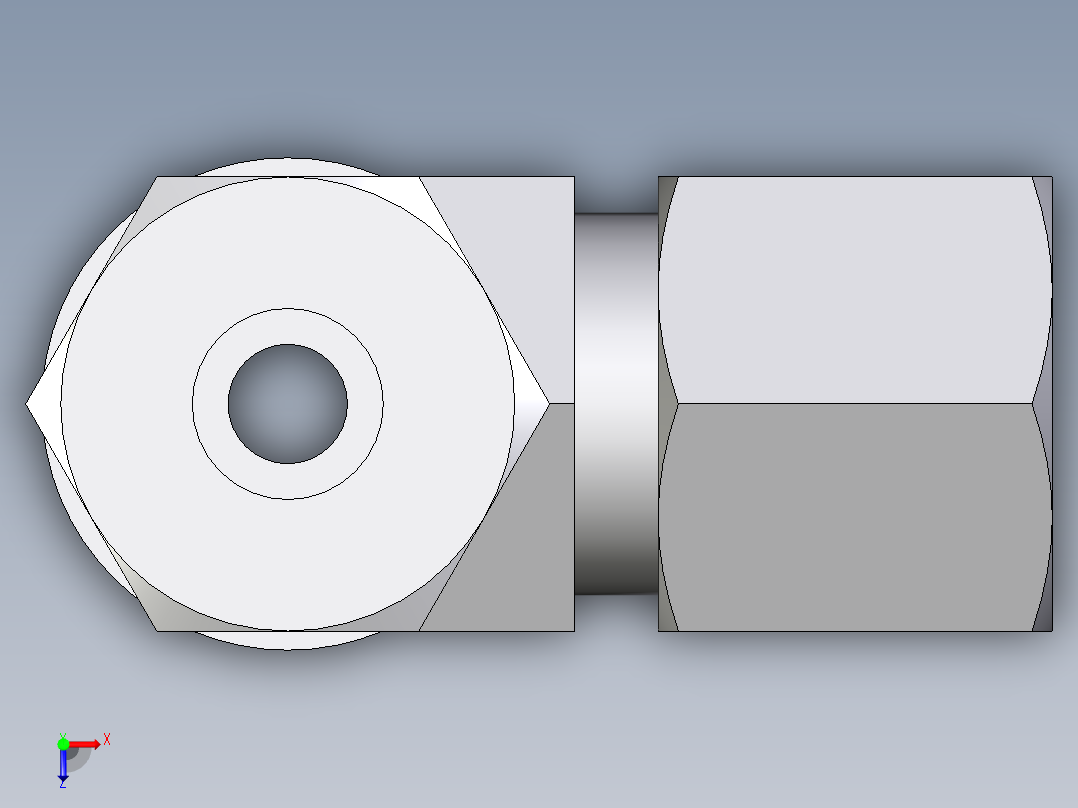 卡套式工业通用硬管接头EO_Adjustable_locknut_run_tee_LEE08SMCF俯视图