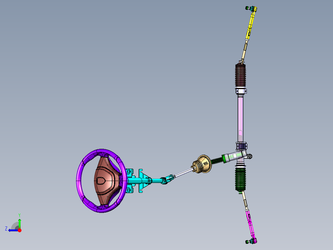 齿轮齿条式转向器系统catia三维=609413==70右视图