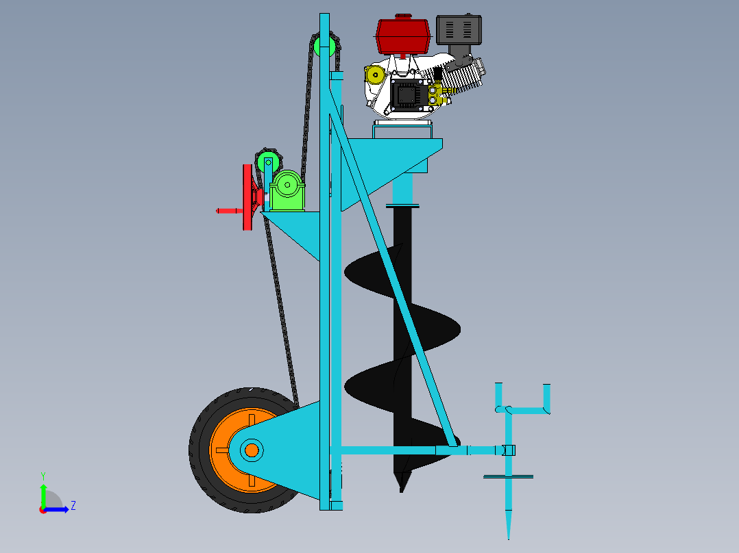 挖坑种树机40左视图