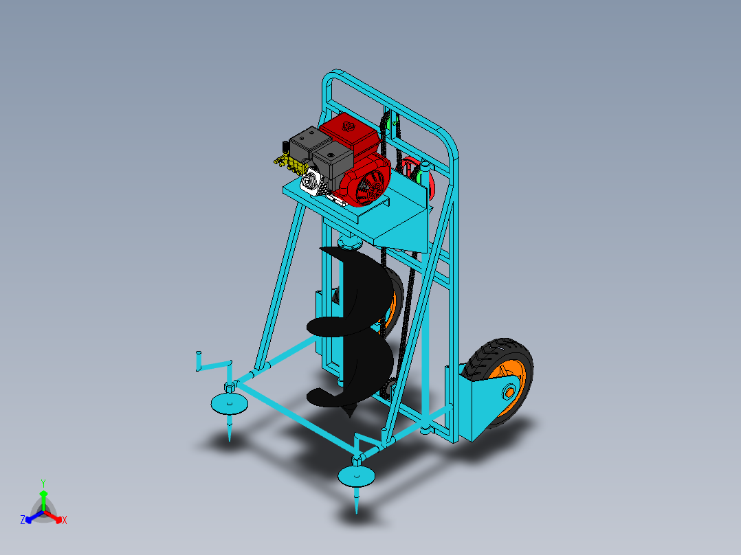 挖坑种树机40正等轴测图