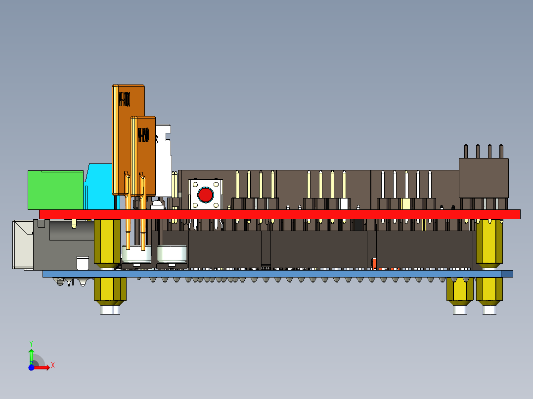 双层电路板三维UG前视图