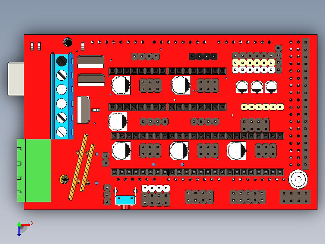 双层电路板三维UG俯视图