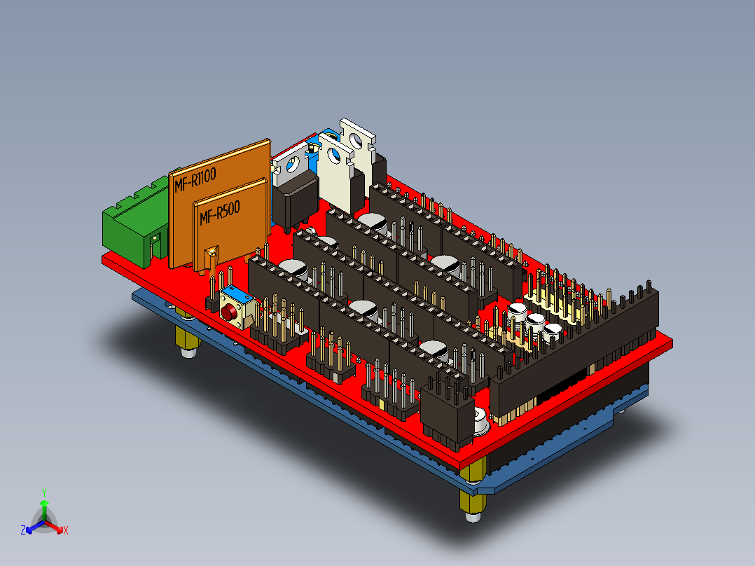 双层电路板三维UG正等轴测图
