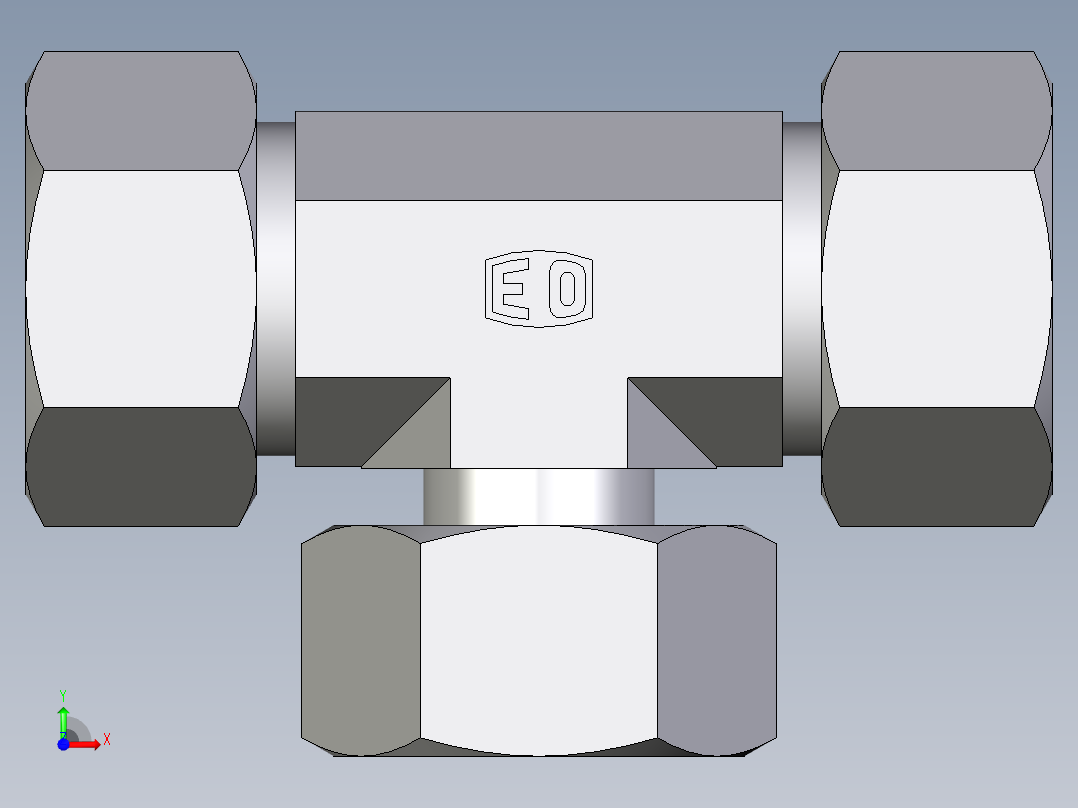 卡套式工业通用硬管接头EO_Standpipe_branch_tee_EVT18LCF前视图