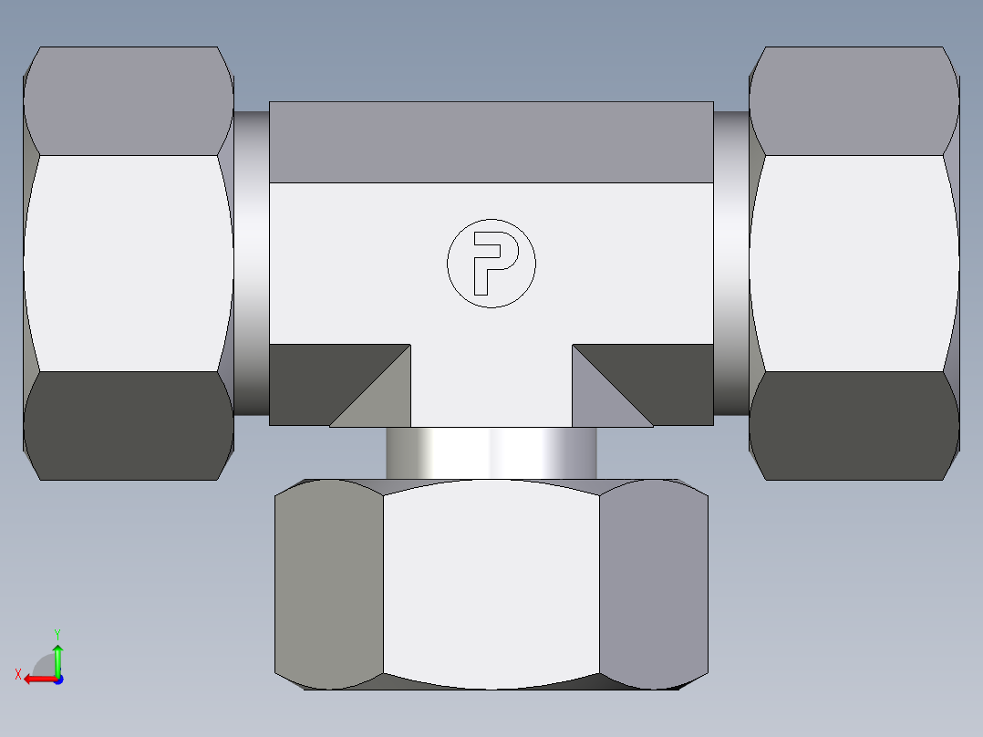 卡套式工业通用硬管接头EO_Standpipe_branch_tee_EVT18LCF后视图