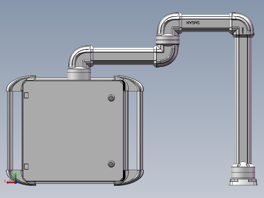 向下旋转底座+转角+转角+中间连接器+90度箱体连接器+控制箱后视图