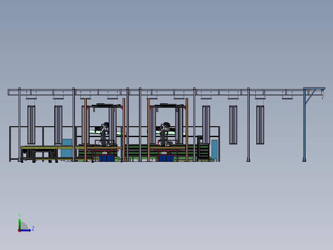 2023.02月-电梯厅门板喷粉机器人自动上下件工作站sw19可编辑左视图