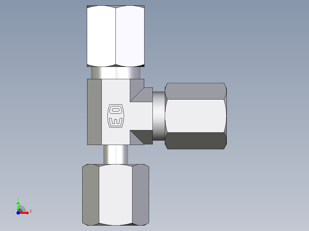 卡套式工业通用硬管接头EO_Standpipe_run_tee_EVL06L71前视图