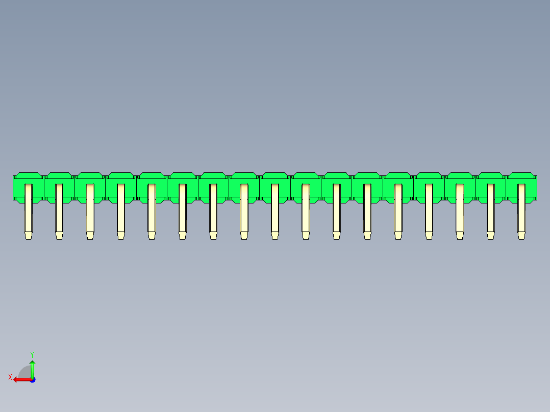 彩色公排针 100mil 2.54mm 系列-DS1022_green_1x17p_100mil_TypeD_rev1.0后视图