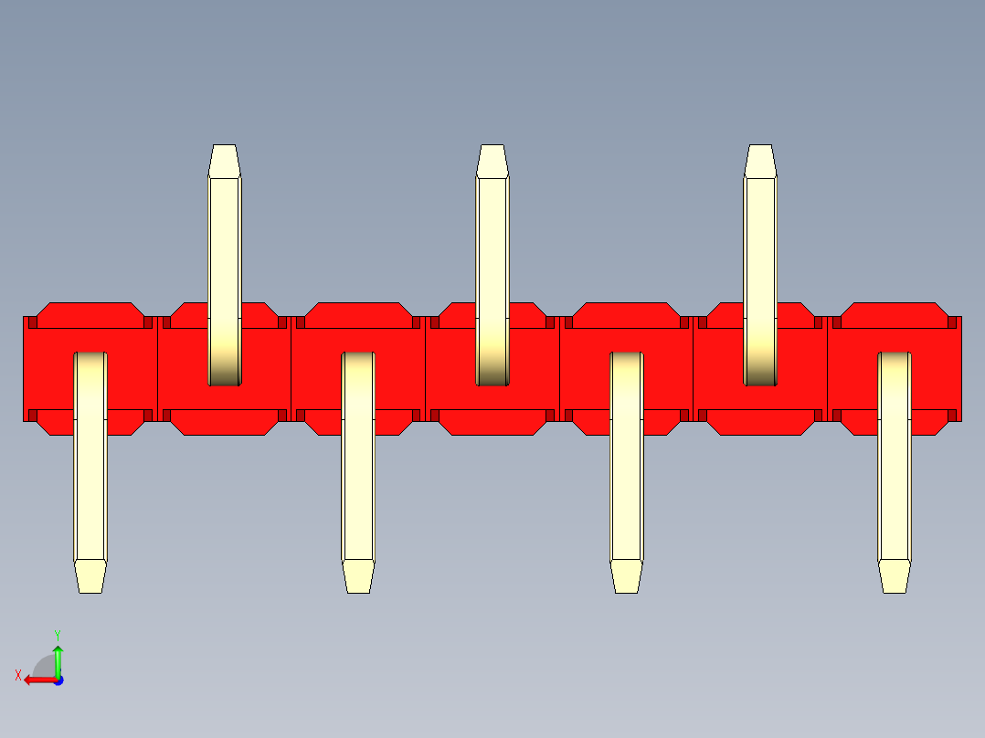 彩色公排针 100mil 2.54mm 系列-DS1022_red_07p_100mil_Type_SMT_R2_rev1.0后视图