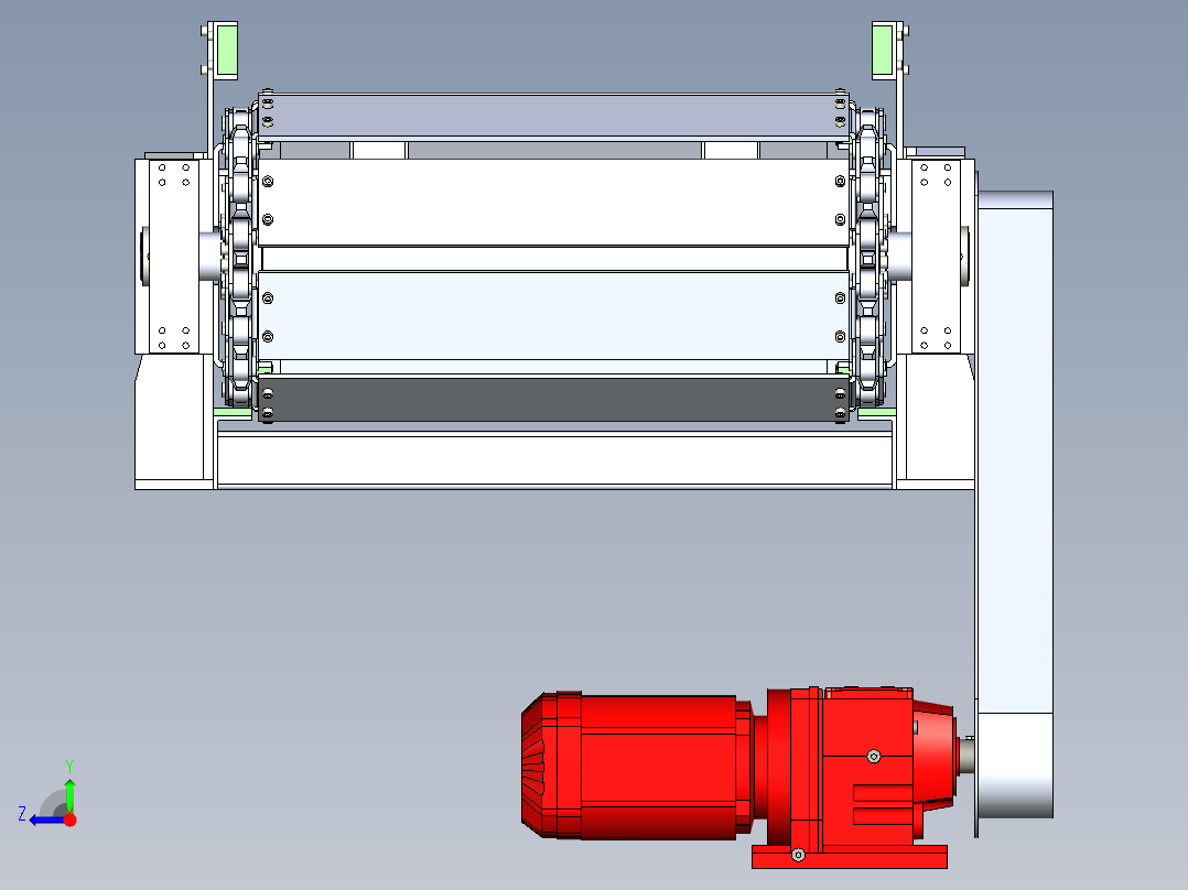 碳钢链板传送带右视图