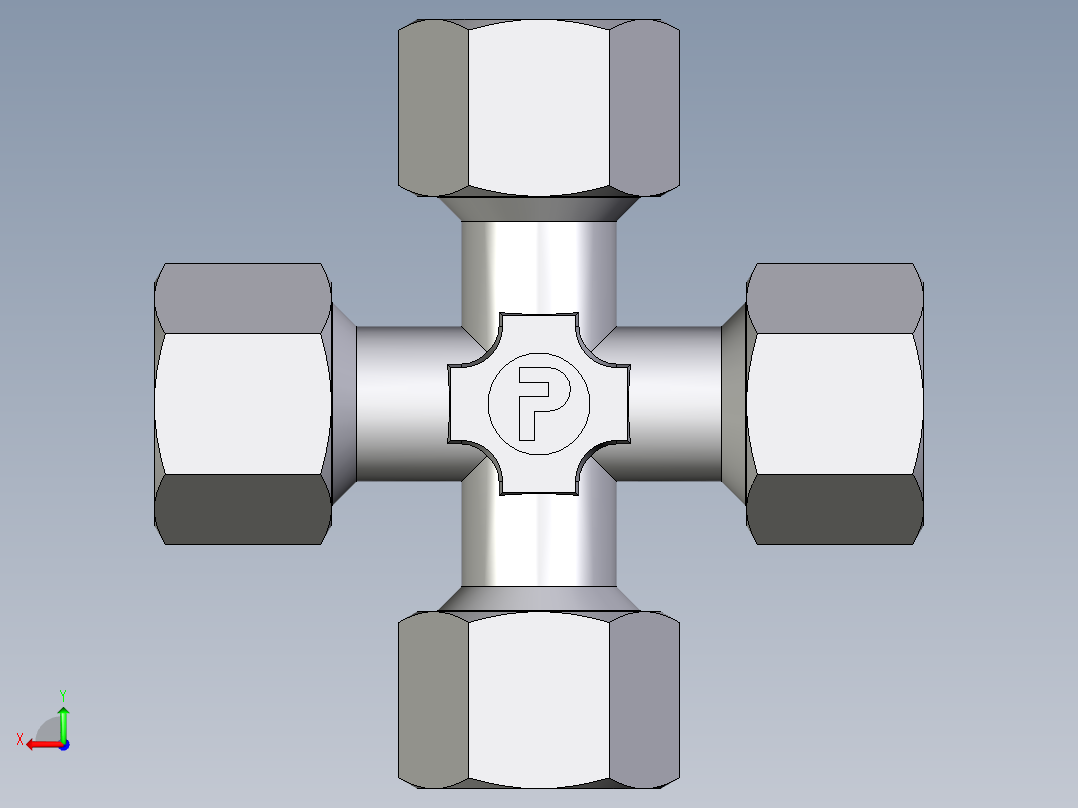卡套式工业通用硬管接头EO_Union_cross_K12ZS71后视图