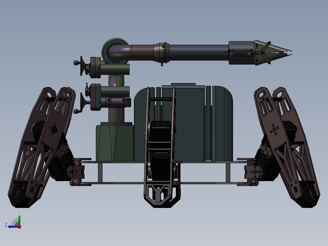 蜘蛛机器人消防员3D模型右视图
