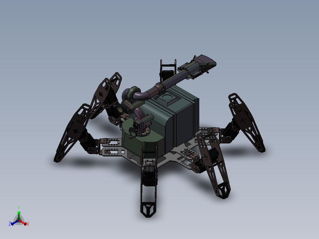 蜘蛛机器人消防员3D模型正等轴测图