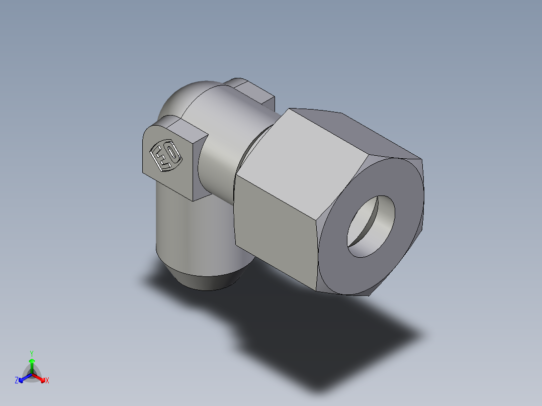卡套式工业通用硬管接头EO_Weld_elbown_WAS10ZS正等轴测图