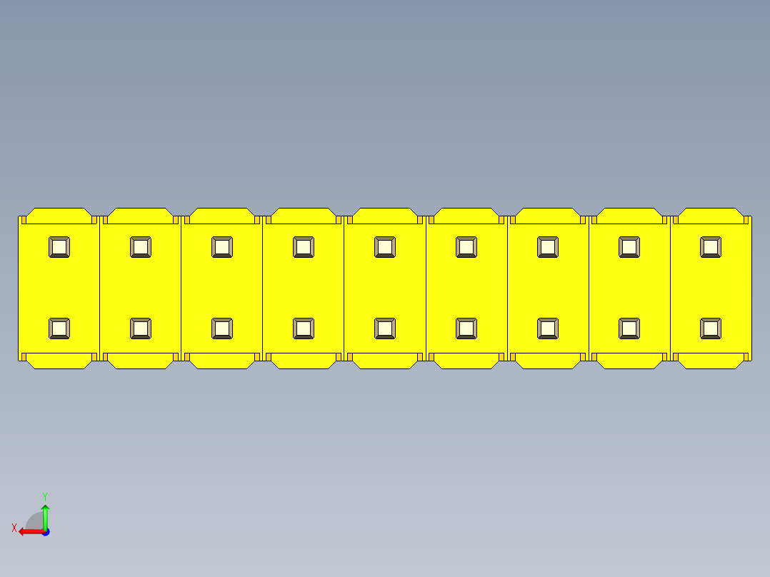 彩色公头100mil（2.54mm）系列-DS1021_yellow_2x09p_100mil_Type19_rev1.0后视图