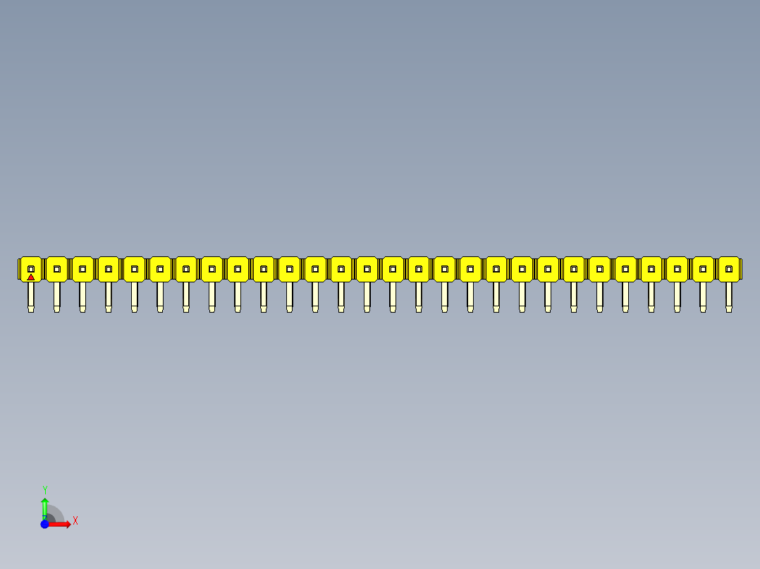 彩色公排针 100mil 2.54mm 系列-DS1022_yellow_1x28p_100mil_TypeD_rev1.0前视图