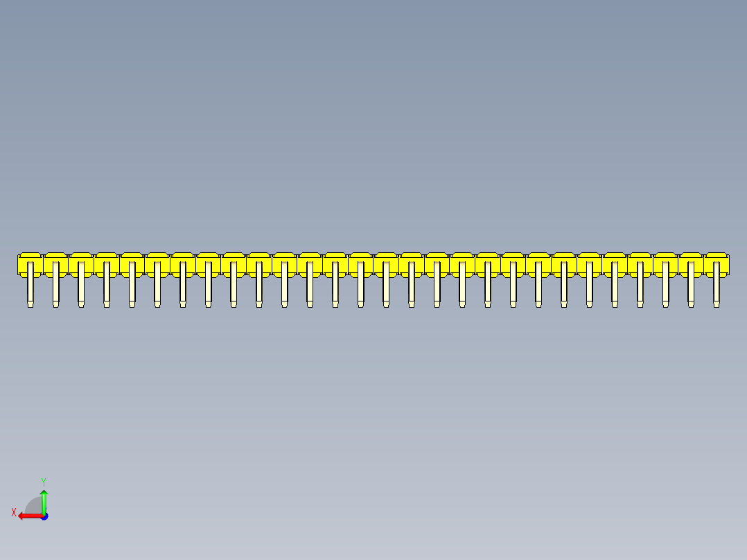 彩色公排针 100mil 2.54mm 系列-DS1022_yellow_1x28p_100mil_TypeD_rev1.0后视图