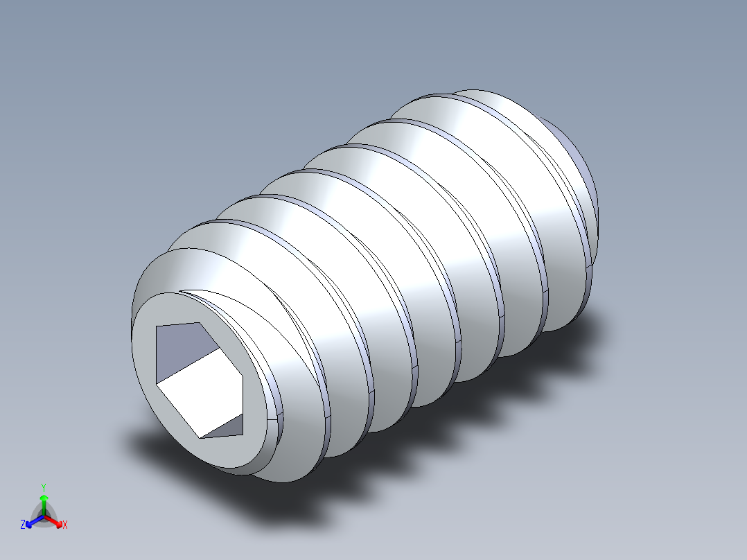 UNC 平头紧定螺钉-UNC SET SCREW 6-32 x0.250.STEP正等轴测图