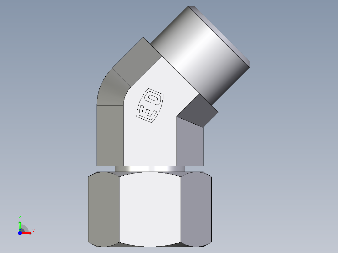 卡套式工业通用硬管接头EO_Swivel_nut_45_deg_elbow_EV10SOMDCF前视图