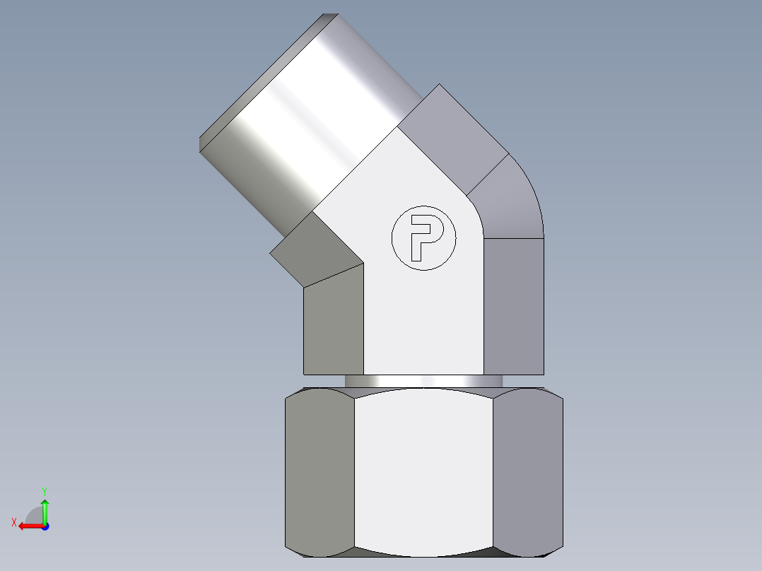 卡套式工业通用硬管接头EO_Swivel_nut_45_deg_elbow_EV10SOMDCF后视图