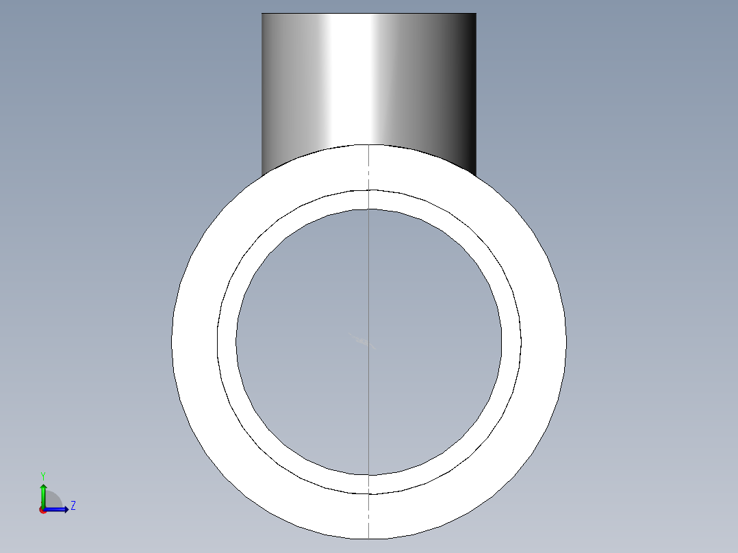 PVC公制管件-90x50 R-Tee前视图