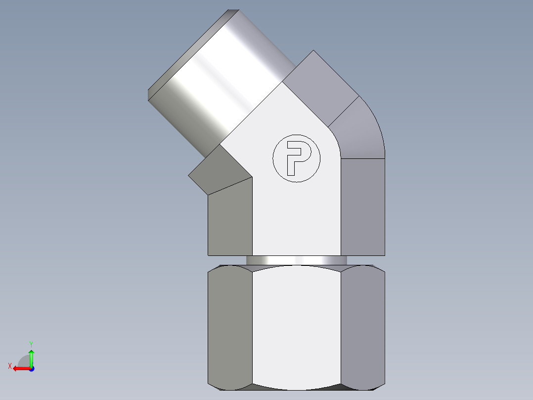 卡套式工业通用硬管接头EO_Swivel_nut_45_deg_elbow_EV10LOMDCF后视图